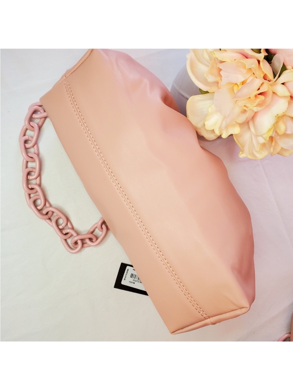*RARE* Blush Pink Badgley Mischka vegan leather chunky chain convertible clutch - Picture 9 of 16